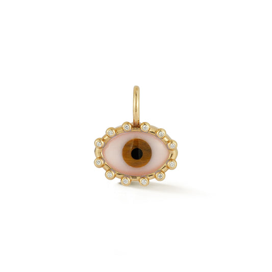 Diamond Lashes Pink Opal, Tigers Eye and Onyx Evil Eye Charm