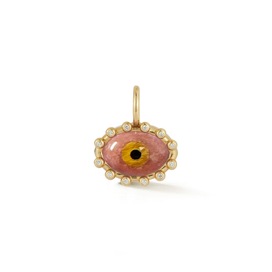 Diamond Lashes Rhodochrosite, Tigers Eye and Onyx Evil Eye Charm