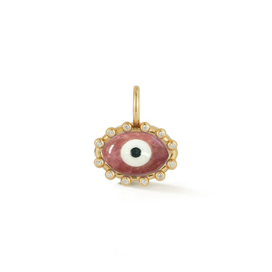 Diamond Lashes Rhodonite and Onyx Evil Eye Charm