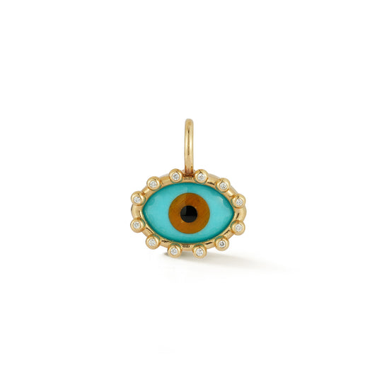 Diamond Lashes Turquoise, Tigers Eye and Onyx Evil Eye Charm