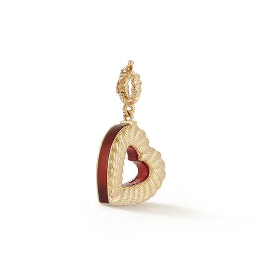 New Leona Collection  Large Carnelian Inlay Heart Charm