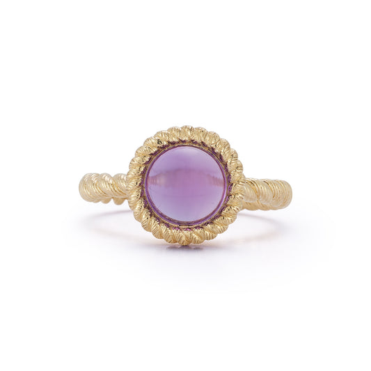 Leona Round Amethyst Cabachon Ring