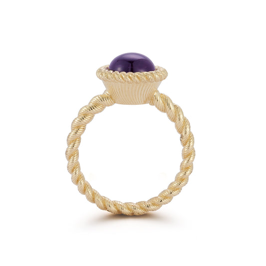 Leona Round Amethyst Cabachon Ring