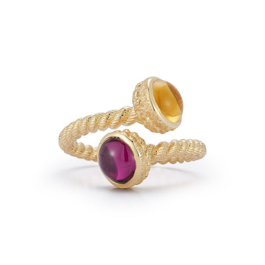 Leona Citrine and Pink Rhodolite Bypass Ring