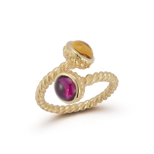 Leona Citrine and Pink Rhodolite Bypass Ring